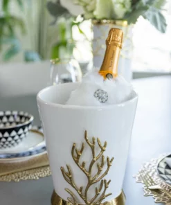 Inspire Me! Home Decor White Ceramic Utensil Holder With Gold Textured Details & Base " From Pops Of Color Home Collection" 9 Inspire Me! Home Decor White Ceramic Utensil Holder With Gold Textured Details & Base