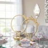 Inspire Me! Home Decor Golden Circle Leaf Design Hurricane Candle Holder (2 Sizes) " From Pops Of Color Home Collection" 2 Inspire Me! Home Decor Golden Circle Leaf Design Hurricane Candle Holder (2 Sizes) " From Pops Of Color Home Collection"