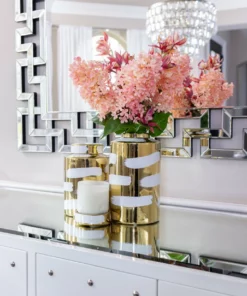 Inspire Me! Home Decor Gold Porcelain Jar With White Brushstroke Detail And Lid (3 Sizes) " From Pops Of Color Home Collection"