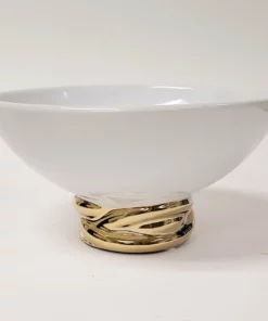 Inspire Me! Home Decor White Ceramic Bowl With Elegant Gold Detail
