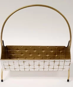 Inspire Me! Home Decor Indoor/Outdoor Gold And White Planters (2 Sizes)