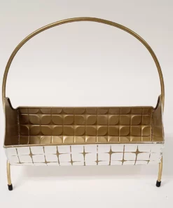 Inspire Me! Home Decor Indoor/Outdoor Gold And White Planters (2 Sizes)