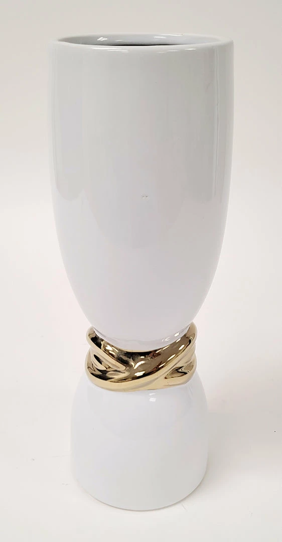 Inspire Me! Home Decor White Ceramic Vase With Elegant Gold Details (2 Sizes) 8 Inspire Me! Home Decor White Ceramic Vase With Elegant Gold Details (2 Sizes)