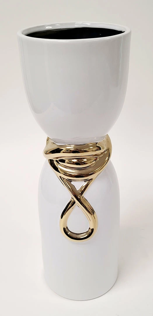 Inspire Me! Home Decor White Ceramic Vase With Elegant Gold Details (2 Sizes) 7 Inspire Me! Home Decor White Ceramic Vase With Elegant Gold Details (2 Sizes)
