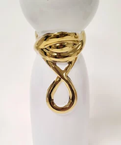 Inspire Me! Home Decor White Ceramic Candle Holder With Gold Elegant Details (2 Sizes)