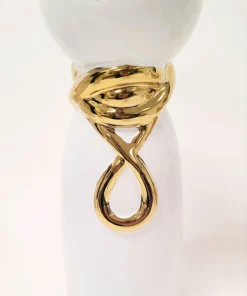 Inspire Me! Home Decor White Ceramic Candle Holder With Gold Elegant Details (2 Sizes)