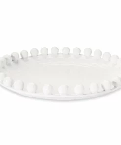 Inspire Me! Home Decor White Ceramic Beaded Tray
