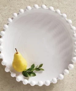 Inspire Me! Home Decor White Ceramic Beaded Tray