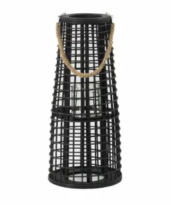 Inspire Me! Home Decor Indoor/Outdoor Rattan Black Tapered Lantern (2 Sizes)