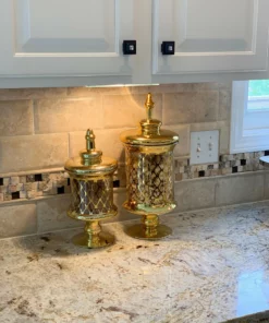 Inspire Me! Home Decor Gold Lattice Printed Jar