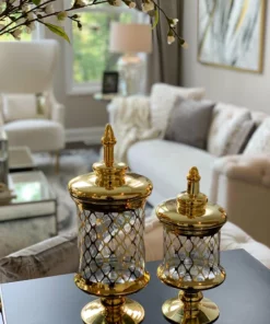 Inspire Me! Home Decor Gold Lattice Printed Jar