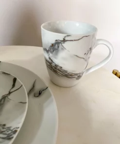 Inspire Me! Home Decor KITCHEN Metallic Marbled 16 Piece Dinner Set