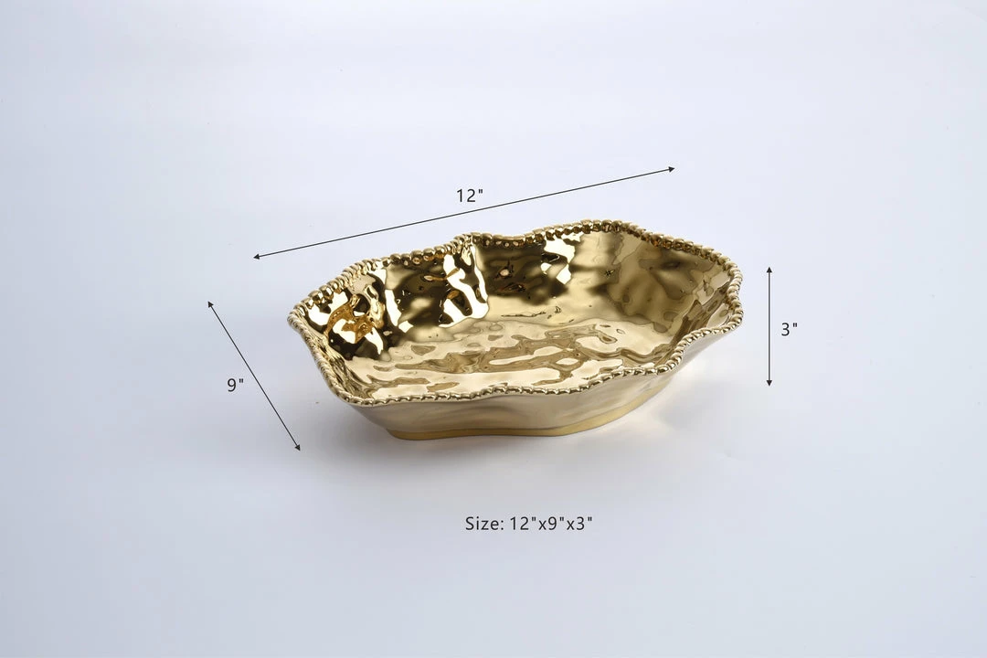 Inspire Me! Home Decor Gold Wavy Beaded Serving Bowl 8 Inspire Me! Home Decor Gold Wavy Beaded Serving Bowl