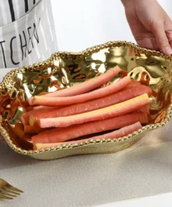 Inspire Me! Home Decor Gold Wavy Beaded Serving Bowl 12 Inspire Me! Home Decor Gold Wavy Beaded Serving Bowl