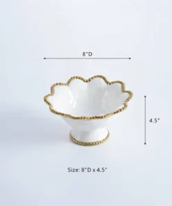 Inspire Me! Home Decor Gold And White Beaded Pedestal Bowl 16 Inspire Me! Home Decor Gold And White Beaded Pedestal Bowl