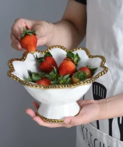 Inspire Me! Home Decor Gold And White Beaded Pedestal Bowl 17 Inspire Me! Home Decor Gold And White Beaded Pedestal Bowl