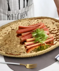 Inspire Me! Home Decor Gold Oval Beaded Platter