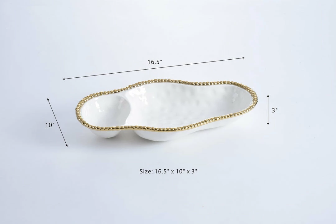 Inspire Me! Home Decor Gold And White Beaded Sectioned Serving Dish 6 Inspire Me! Home Decor Gold And White Beaded Sectioned Serving Dish