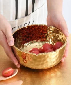 Inspire Me! Home Decor Hammered Porcelain Gold Bowl (2 Sizes) 21 Inspire Me! Home Decor Hammered Porcelain Gold Bowl (2 Sizes)