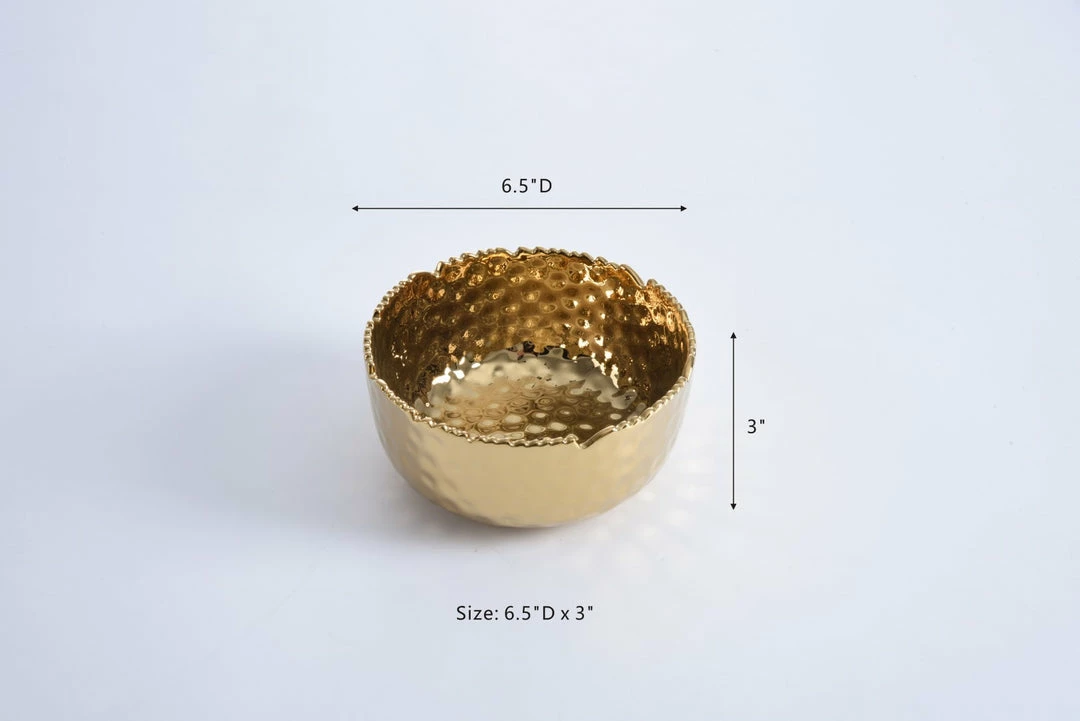Inspire Me! Home Decor Hammered Porcelain Gold Bowl (2 Sizes) 11 Inspire Me! Home Decor Hammered Porcelain Gold Bowl (2 Sizes)
