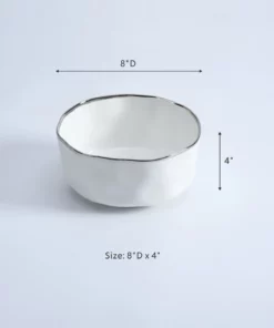 Inspire Me! Home Decor Silver And White Porcelain Bowl