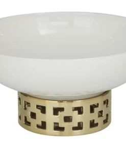 Inspire Me! Home Decor Extra Large White Ceramic Bowl With Gold Cutout Detail