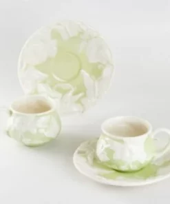 Inspire Me! Home Decor KITCHEN Set Of 2 Butterfly Tea Cup & Saucers