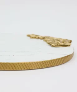 Inspire Me! Home Decor Round Marble Tray With Gold Edge And Metal Details