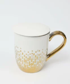 Inspire Me! Home Decor Gold & White Ceramic Mug With Lid