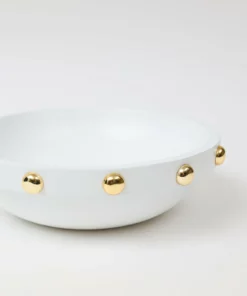 Inspire Me! Home Decor Wood Bowl With Gold Studded Details
