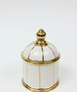 Inspire Me! Home Decor White Ceramic Lidded Jar With Gold Linear Detail (3 Sizes)