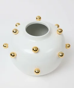 Inspire Me! Home Decor White & Gold Studded Metal Vases (2 Sizes)