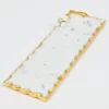 Inspire Me! Home Decor Small Rectangular Marble Tray With White Jeweled Flower Details