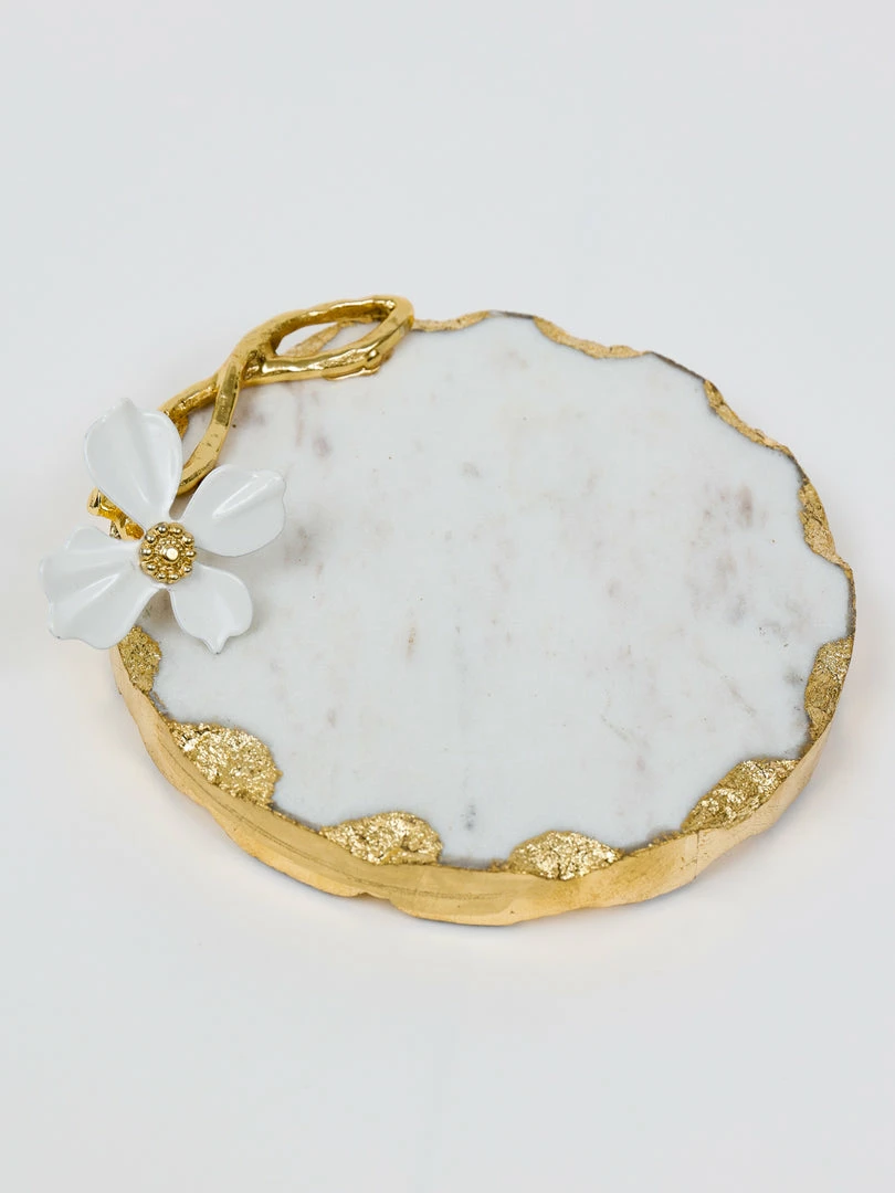 Inspire Me! Home Decor Round Trivet With White Jeweled Flower Details 4 Inspire Me! Home Decor Round Trivet With White Jeweled Flower Details