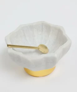 Inspire Me! Home Decor Lotus Shaped Marble Spice Dish W/ Spoon