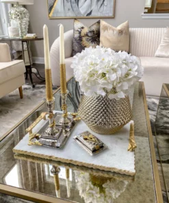 Inspire Me! Home Decor Silver Hammered Candlestick Set With Matching Tray