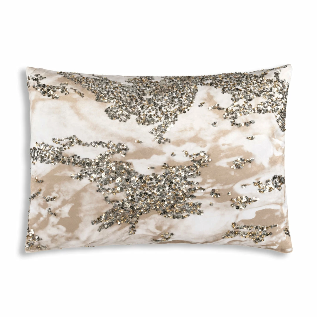 Cloud9d Amal - Ivory/Beige Pillow W/ Gold And Silver Print - 20" X 14" 3 Cloud9d Amal - Ivory/Beige Pillow W/ Gold And Silver Print - 20" X 14"