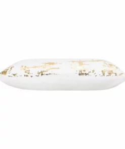 Cloud9d PILLOWS, RUGS, & THROWS Asra - White Velvet Pillow W/ Shiny Gold Foil Print - 20" X 20"