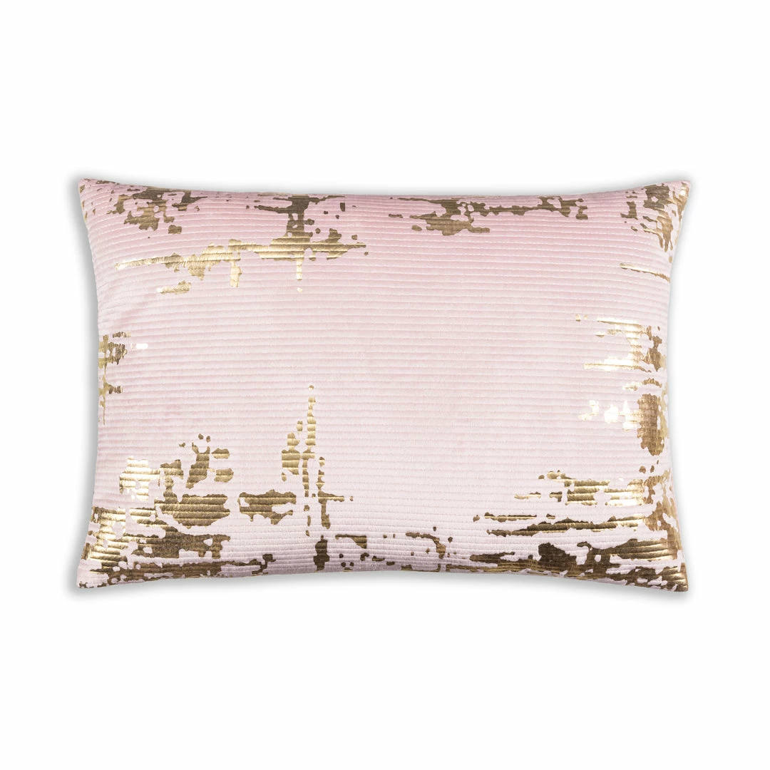 Cloud9d PILLOWS, RUGS, & THROWS Asra - Oblong Mauve Velvet Pillow W/ Quilting And Shiny Gold Foil Print - 20" X 14" 3 Cloud9d PILLOWS, RUGS, & THROWS Asra - Oblong Mauve Velvet Pillow W/ Quilting And Shiny Gold Foil Print - 20" X 14"