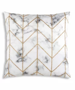 Cloud9d PILLOWS, RUGS, & THROWS Keva - Digital Printed Velvet Square Pillow W/ Hand Beaded Gold Sequin Beads - 22" X 22"