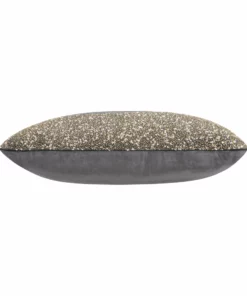 Cloud9d Lena - Charcoal Velvet Pillow 5" Top Beaded In Gold Beadwork - 20" X 14" PILLOWS, RUGS, & THROWS