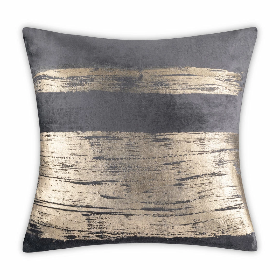 Cloud9d PILLOWS, RUGS, & THROWS Leyla - Charcoal Velvet Pillow W/ Hand Painted Gold Brushstrokes - 20" X 20" 3 Cloud9d PILLOWS, RUGS, & THROWS Leyla - Charcoal Velvet Pillow W/ Hand Painted Gold Brushstrokes - 20" X 20"