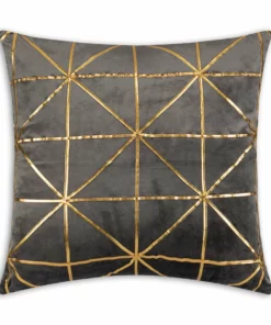 Cloud9d PILLOWS, RUGS, & THROWS Sera Charcoal Gold Pillow - 20" X 20"