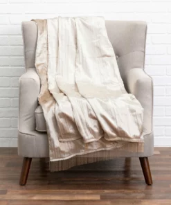 Cloud9d Noya - Crushed Gold Velvet Throw W/ Metallic Gold Trim - 60" X 50" PILLOWS, RUGS, & THROWS