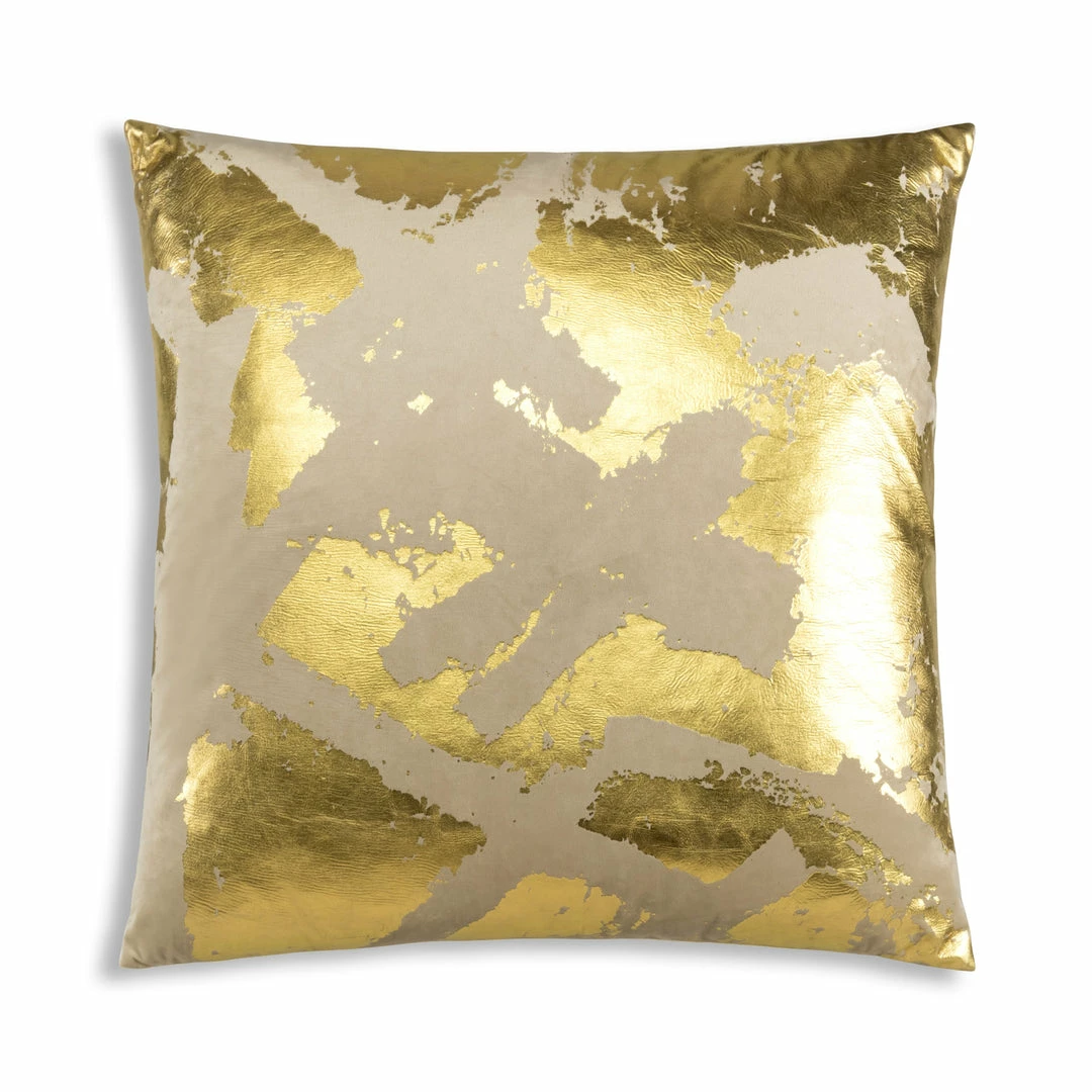 Cloud9d Zara - Beige Velvet Pillow W/ Abstract Gold Foil - 22" X 22" PILLOWS, RUGS, & THROWS 3 Cloud9d Zara - Beige Velvet Pillow W/ Abstract Gold Foil - 22" X 22" PILLOWS, RUGS, & THROWS