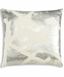Cloud9d Zara - Ivory Velvet Pillow W/ Abstract Silver Foil - 22" X 22" PILLOWS, RUGS, & THROWS
