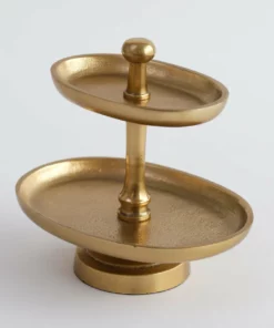 Inspire Me! Home Decor Mini Gold Two Tier Metal Cake Stand