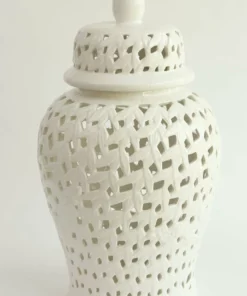 Inspire Me! Home Decor White Leaf Pattern Ginger Jar (2 Sizes)