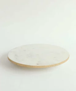 Inspire Me! Home Decor White Marble Round Lazy Susan W/ Gold Textured Edge 11 Inspire Me! Home Decor White Marble Round Lazy Susan W/ Gold Textured Edge