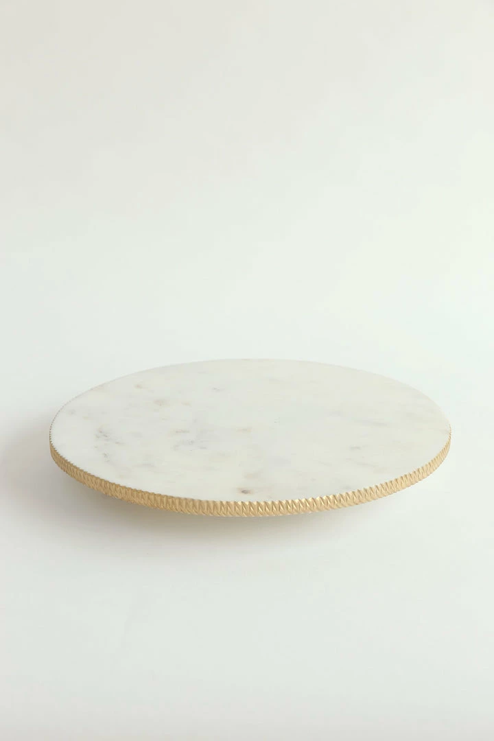 Inspire Me! Home Decor White Marble Round Lazy Susan W/ Gold Textured Edge 7 Inspire Me! Home Decor White Marble Round Lazy Susan W/ Gold Textured Edge